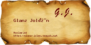 Glanz Jolán névjegykártya